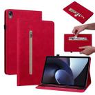 For OPPO Pad 11 Skin Feel Solid Color Zipper Leather Tablet Case(Red) - 1