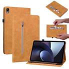 For OPPO Pad 11 Skin Feel Solid Color Zipper Leather Tablet Case(Yellow) - 1