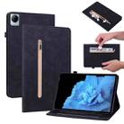 For vivo Pad 11 2022 Skin Feel Solid Color Zipper Leather Tablet Case(Black) - 1