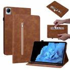 For vivo Pad 11 2022 Skin Feel Solid Color Zipper Leather Tablet Case(Brown) - 1