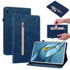 For Huawei MatePad Pro 10.8 2021 / 2018 Skin Feel Solid Color Zipper Leather Tablet Case(Blue) - 1