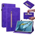 For Huawei MatePad Pro 10.8 2021 / 2018 Skin Feel Solid Color Zipper Leather Tablet Case(Purple) - 1