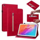 For Huawei MatePad T 10s/Enjoy Tablet 2 Skin Feel Solid Color Zipper Leather Tablet Case(Red) - 1