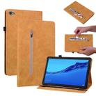 For Huawei MediaPad M5 Lite 10.1 Skin Feel Solid Color Zipper Leather Tablet Case(Yellow) - 1