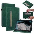 For Nokia T20 10.4 2021 Skin Feel Solid Color Zipper Leather Tablet Case(Green) - 1