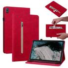 For Nokia T20 10.4 2021 Skin Feel Solid Color Zipper Leather Tablet Case(Red) - 1