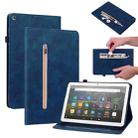 For Amazon Kindle Fire HD 8 Skin Feel Solid Color Zipper Leather Tablet Case(Blue) - 1
