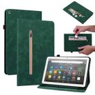 For Amazon Kindle Fire HD 8 Skin Feel Solid Color Zipper Leather Tablet Case(Green) - 1