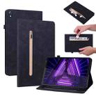 For Lenovo Tab K10 Skin Feel Solid Color Zipper Leather Tablet Case(Black) - 1