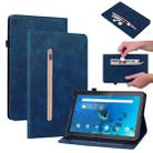 For Lenovo Tab M10 TB-X605 Skin Feel Solid Color Zipper Leather Tablet Case(Blue) - 1