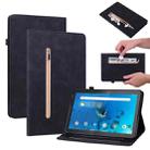 For Lenovo Tab M10 TB-X605 Skin Feel Solid Color Zipper Leather Tablet Case(Black) - 1