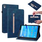 For Lenovo Tab M8 HD TB-8505F Skin Feel Solid Color Zipper Leather Tablet Case(Blue) - 1