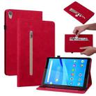 For Lenovo Tab M8 HD TB-8505F Skin Feel Solid Color Zipper Leather Tablet Case(Red) - 1