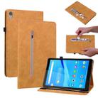 For Lenovo Tab M8 HD TB-8505F Skin Feel Solid Color Zipper Leather Tablet Case(Yellow) - 1