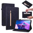 For Lenovo Tab M10 Plus 10.6 3rd Gen 2022 Skin Feel Solid Color Zipper Leather Tablet Case(Black) - 1