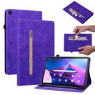 For Lenovo Tab M10 Plus 10.6 3rd Gen 2022 Skin Feel Solid Color Zipper Leather Tablet Case(Purple) - 1