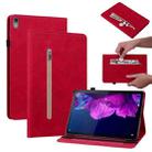 For Lenovo Tab P11 TB-J606F Skin Feel Solid Color Zipper Leather Tablet Case(Red) - 1