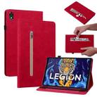 For Lenovo Legion Y700 TB-9707F Skin Feel Solid Color Zipper Leather Tablet Case(Red) - 1