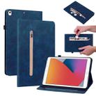 Skin Feel Solid Color Zipper Smart Leather Tablet Case For iPad 8 / 7 / 6 / 5 9.7 inch(Blue) - 1