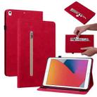 Skin Feel Solid Color Zipper Smart Leather Tablet Case For iPad 8 / 7 / 6 / 5 9.7 inch(Red) - 1