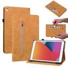 Skin Feel Solid Color Zipper Smart Leather Tablet Case For iPad 10.2 2021 / 2020 / 2019 / Air 10.5 2019(Yellow) - 1