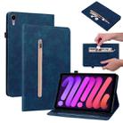 For iPad mini 6 Skin Feel Solid Color Zipper Smart Leather Tablet Case(Blue) - 1