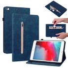 Skin Feel Solid Color Zipper Smart Leather Tablet Case For iPad mini 5 / 4 / 3 / 2 / 1(Blue) - 1