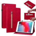 Skin Feel Solid Color Zipper Smart Leather Tablet Case For iPad mini 5 / 4 / 3 / 2 / 1(Red) - 1