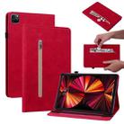 For iPad Pro 12.9 2022 / 2021 / 2020 Skin Feel Solid Color Zipper Smart Leather Tablet Case(Red) - 1