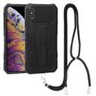 For iPhone X / XS Vanguard Lanyard Kickstand TPU + PC Phone Case(Black) - 1