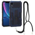 For iPhone XR Vanguard Lanyard Kickstand TPU + PC Phone Case(Blue) - 1