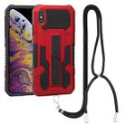 For iPhone XS Max Vanguard Lanyard Kickstand TPU + PC Phone Case(Red) - 1
