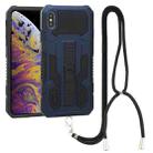 For iPhone XS Max Vanguard Lanyard Kickstand TPU + PC Phone Case(Blue) - 1