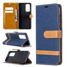 For Huawei P40 Color Matching Denim Texture Horizontal Flip Leather Case with Holder & Card Slots & Wallet & Lanyard(Dark Blue) - 1