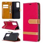 For Huawei P40 Color Matching Denim Texture Horizontal Flip Leather Case with Holder & Card Slots & Wallet & Lanyard(Red) - 1
