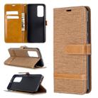 For Huawei P40 Color Matching Denim Texture Horizontal Flip Leather Case with Holder & Card Slots & Wallet & Lanyard(Brown) - 1