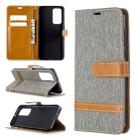 For Huawei P40 Color Matching Denim Texture Horizontal Flip Leather Case with Holder & Card Slots & Wallet & Lanyard(Grey) - 1