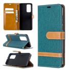 For Huawei P40 Color Matching Denim Texture Horizontal Flip Leather Case with Holder & Card Slots & Wallet & Lanyard(Green) - 1