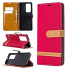 For Huawei P40 Pro Color Matching Denim Texture Horizontal Flip Leather Case with Holder & Card Slots & Wallet & Lanyard(Red) - 1