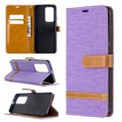 For Huawei P40 Pro Color Matching Denim Texture Horizontal Flip Leather Case with Holder & Card Slots & Wallet & Lanyard(Purple) - 1