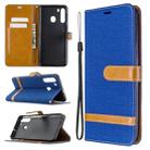 For Galaxy A21 Color Matching Denim Texture Horizontal Flip Leather Case with Holder & Card Slots & Wallet & Lanyard(Royal Blue) - 1