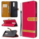 For Xiaomi Redmi K30 Color Matching Denim Texture Horizontal Flip Leather Case with Holder & Card Slots & Wallet & Lanyard(Red) - 1