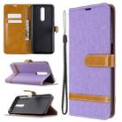 For Xiaomi Redmi K30 Color Matching Denim Texture Horizontal Flip Leather Case with Holder & Card Slots & Wallet & Lanyard(Purple) - 1