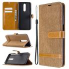 For Xiaomi Redmi K30 Color Matching Denim Texture Horizontal Flip Leather Case with Holder & Card Slots & Wallet & Lanyard(Brown) - 1