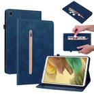 For Samsung Galaxy Tab A7 Lite T220 Skin Feel Solid Color Zipper Leather Tablet Case(Blue) - 1