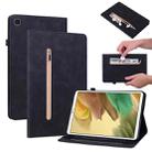 For Samsung Galaxy Tab A7 Lite T220 Skin Feel Solid Color Zipper Leather Tablet Case(Black) - 1