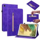 For Samsung Galaxy Tab A7 Lite T220 Skin Feel Solid Color Zipper Leather Tablet Case(Purple) - 1