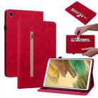 For Samsung Galaxy Tab A7 Lite T220 Skin Feel Solid Color Zipper Leather Tablet Case(Red) - 1