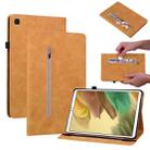 For Samsung Galaxy Tab A7 Lite T220 Skin Feel Solid Color Zipper Leather Tablet Case(Yellow) - 1