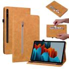 For Samsung Galaxy Tab S7 / S8 Skin Feel Solid Color Zipper Leather Tablet Case(Yellow) - 1